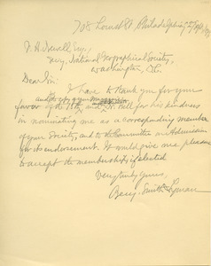 Letter from Benjamin Smith Lyman to J. H. Newell