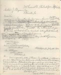 Letter from Benjamin Smith Lyman to Arthur J. Pilgram