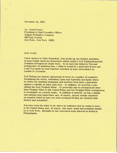 Letter from Mark H. McCormack to David Foster