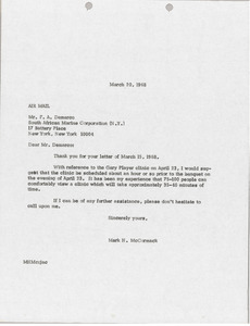 Letter from Mark H. McCormack to F. A. Demarco