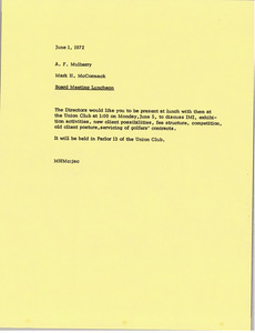 Memorandum from Mark H. McCormack to Al F. Mulberry