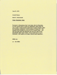 Memorandum from Mark H. McCormack to Arnold Palmer