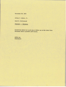 Memorandum from Mark H. McCormack to Arthur J. Lafave