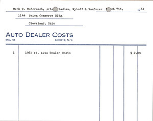 Auto Dealer Costs invoice