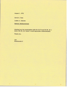 Memorandum from Judy A. Chilcote to David A. Rees