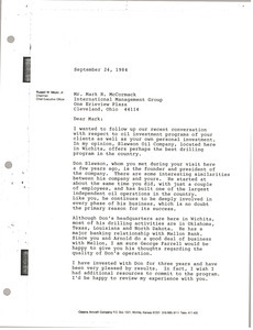 Letter from Russell W. Meyer Jr. to Mark H. McCormack