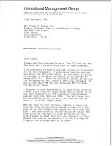 Letter from Mark H. McCormack to Frank D. Tatum