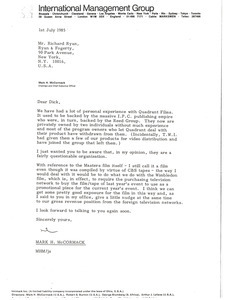 Letter from Mark H. McCormack to Richard Ryan