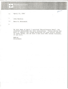 Memorandum from Mark H. McCormack to John Macklin