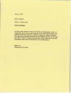 Memorandum from Mark H. McCormack to Peter Johnson