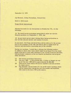 Memorandum from Mark H. McCormack to Jay Michaels, Arthur Rosenblum, and Howard Katz