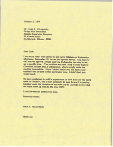 Letter from Mark H. McCormack to John K. O'Loughlin