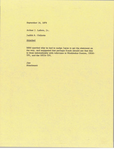 Memorandum from Judith A. Chilcote to Arthur J. Lafave