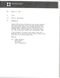 Memorandum from Mark H. McCormack concerning Channel 9