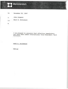 Memorandum from Mark H. McCormack to John Simpson