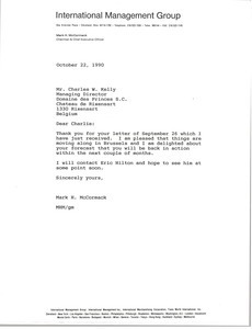 Letter from Mark H. McCormack to Charles W. Kelly