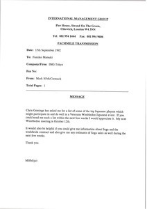 Fax from Mark H. McCormack to Fumiko Matsuki