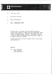 Memorandum from Mark H. McCormack to William D. Sinrich