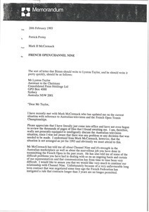 Memorandum from Mark H. McCormack to Patrick Proisy