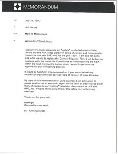 Memorandum from Mark H. McCormack to Jeff Harvey