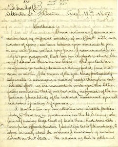 Letter from Nebraska Emigration Aid Committee to Joseph Lyman