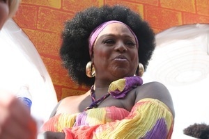 Smiling woman : Provincetown Carnival parade