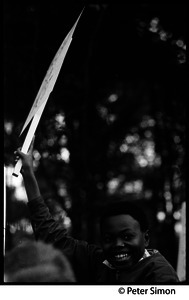 Young African American boy at the George Wallace rally on Boston Common