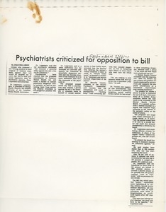 Psychiatrists criticized for opposition to bill