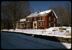 Commune house in the snow, Montague Farm Commune