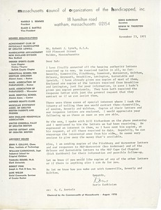 Letter from Doris Sarkisian to Robert Lynch