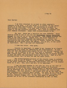 Letter from William Appleman Williams to Harvey Wasserman