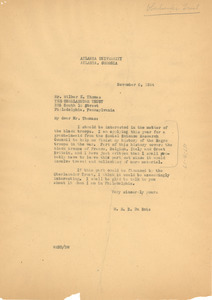 Letter from W. E. B. Du Bois to Oberlaender Trust