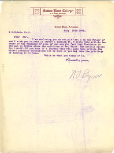 Letter from William A. Byrd to W. E. B. Du Bois