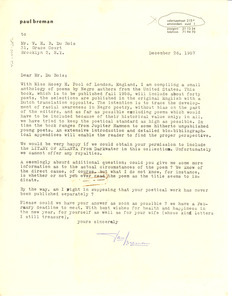 Letter from Paul Breman to W. E. B. Du Bois