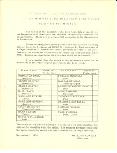 Nominations for department of literature candidates