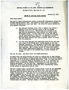 Circular letter from National Council of the Arts, Sciences and Professions
