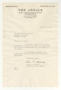 Letter from Alice E. Scholtz to W. E. B. Du Bois