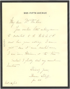 Letter from Therese Schiff to W. E. B. Du Bois
