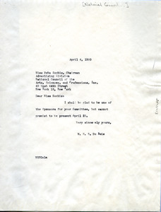 Letter from W. E. B. Du Bois to National Council of the Arts, Sciences, and Professions