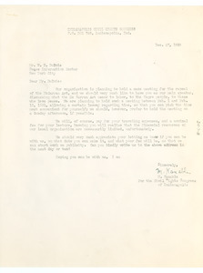 Letter from Indianapolis Civil Rights Congress to W. E. B. Du Bois ...
