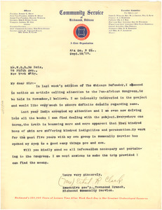 Letter from Ethel R. Clark to W. E. B. Du Bois