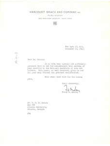 Letter from Harcourt Brace & Company to W. E. B. Du Bois