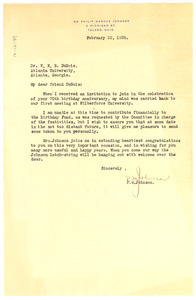 Letter from P. M. Johnson to W. E. B. Du Bois