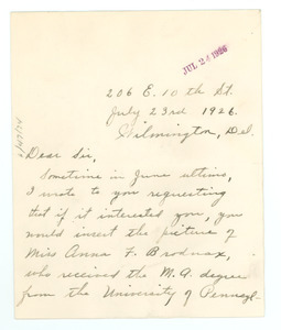 Letter from Edwina B. Kruse to the Crisis