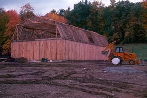 Barn under construction with a planned meeting room upstairs and Community Office downstairs