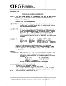 IFGE Telephone Answering Procedures