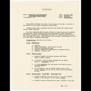 Minutes from meeting of Washington Park Association of Apartment House Owners (WAPAAHO) held June 16, 1965 at Freedom House