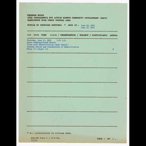 Agenda, minutes and attendance list for Catawba, Dale and Laurel Streets (Pilot Area Rehabilitation, home owners) meeting on June 13, 1963