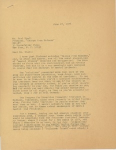 Letter from Judi Chamberlin to Earl Ubell