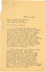 Letter from W. E. B. Du Bois to Beatrice S. Thompson